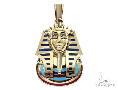 14K Yellow Gold Custom Pharaoh King Tut Pendant 65458 - Image 1