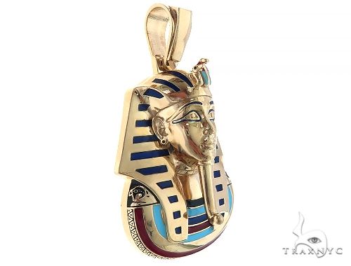 14K Yellow Gold Custom Pharaoh King Tut Pendant 65458 - Image 2