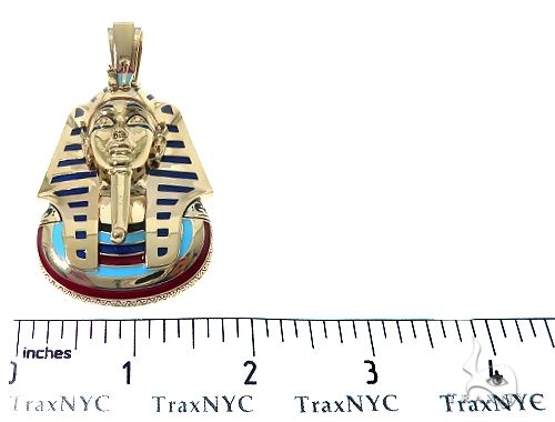 14K Yellow Gold Custom Pharaoh King Tut Pendant 65458 - Image 7
