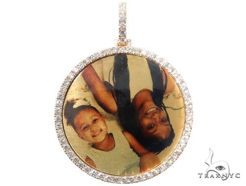 14K Yellow Gold Customizable Photo Pendant 2 inches 64631 - Image 8