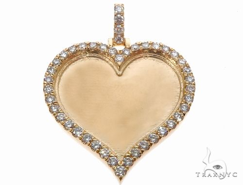 14K Gold Customizable Heart Photo Pendant 1 inch 64627 - Image 1
