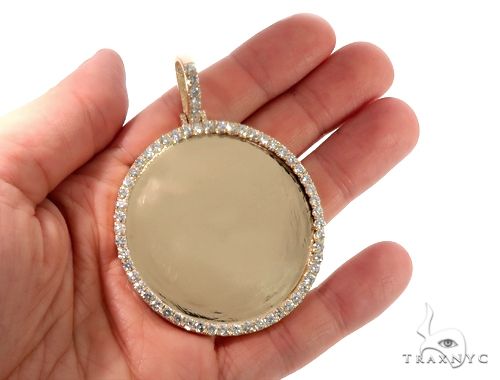 14K Yellow Gold Customizable Photo Pendant 2 inches 64631 - Image 5