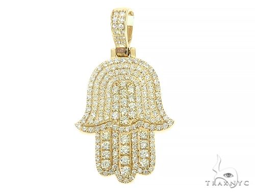 14K Gold Diamond Hamsa Pendant 65843 - Image 1