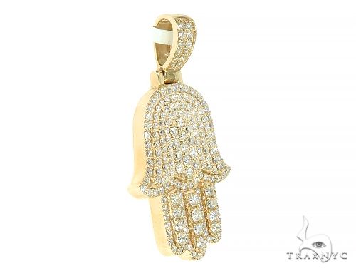 14K Gold Diamond Hamsa Pendant 65843 - Image 2