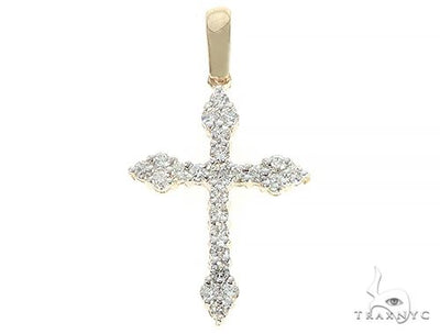 14K Yellow Gold Diamond  Cross 65302 - Image 1
