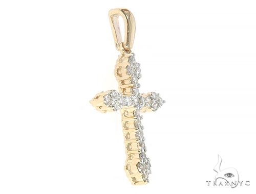14K Yellow Gold Diamond  Cross 65302 - Image 2