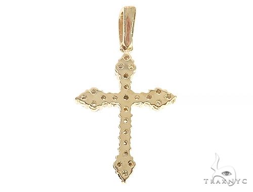 14K Yellow Gold Diamond  Cross 65302 - Image 3