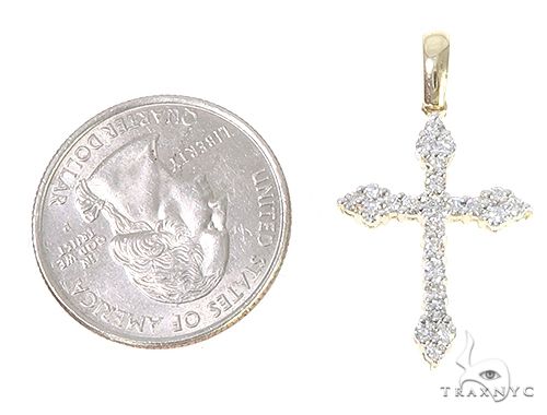 14K Yellow Gold Diamond  Cross 65302 - Image 5