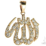 14K Yellow Gold Diamond Allah Islam Religious Charm Pendant 63970 - Image 1