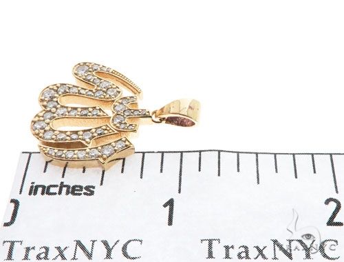 14K Yellow Gold Diamond Allah Islam Religious Charm Pendant 63970 - Image 6