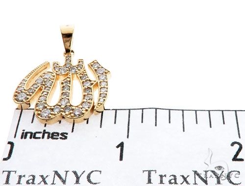 14K Yellow Gold Diamond Allah Islam Religious Charm Pendant 63970 - Image 7