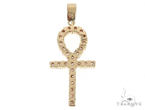 14K Yellow Gold Diamond Ankh Cross 65447 - Image 3