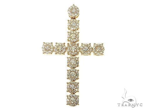 14K Yellow Gold Diamond Cross Pendant 66100 - Image 1