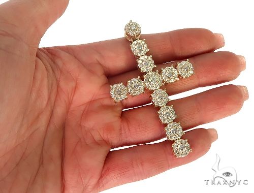 14K Yellow Gold Diamond Cross Pendant 66100 - Image 5