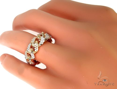 14K Yellow Gold Diamond Cuban Link Ring 66194 - Image 6