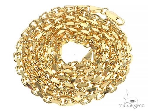 14K Yellow Gold Diamond Cut Solid Anchor Chain 18 Inches 3mm 70122 - Image 3