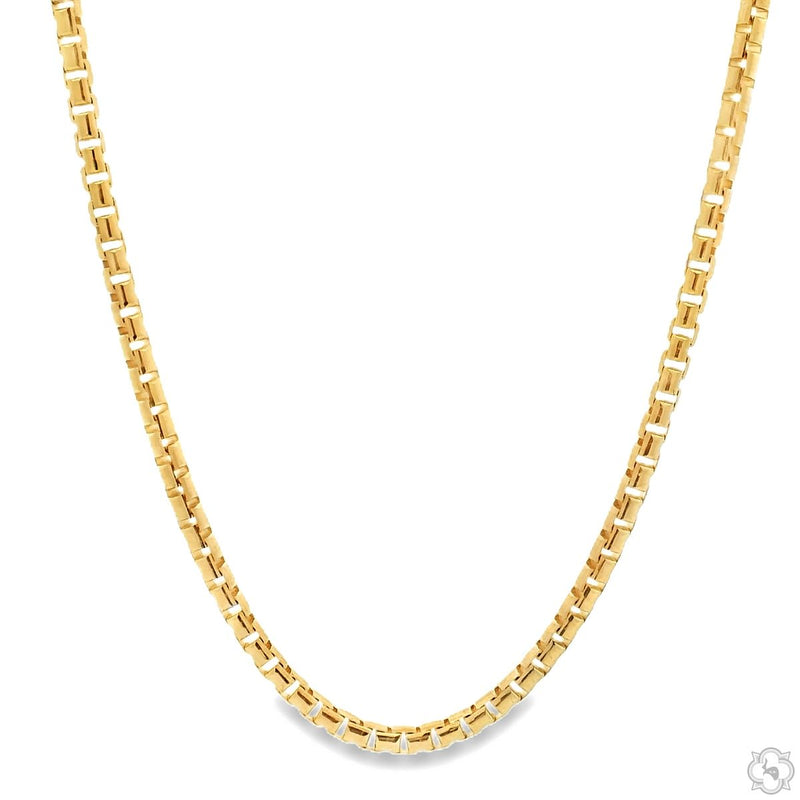 14K Yellow Gold Diamond Cut Solid Round Box Link Chain  22 Inches 3mm 70642 - Image 1