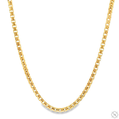 14K Yellow Gold Diamond Cut Solid Round Box Link Chain  20 Inches 3mm 70647 - Image 1