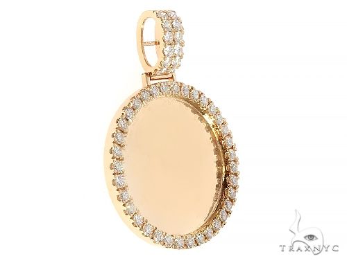 14K Yellow Gold Diamond Frame Custom Photo Pendant 1.25 inch Plus 65409 - Image 2