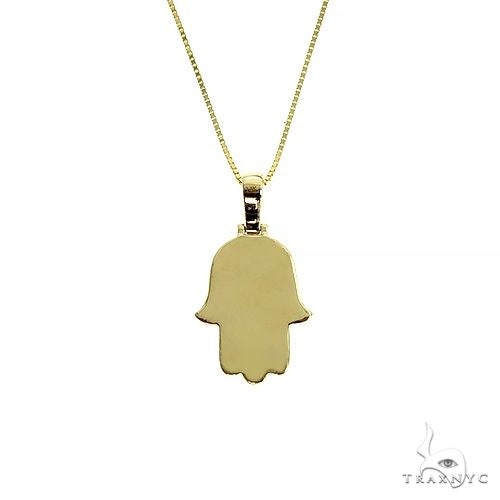 14K Gold Diamond Hamsa Pendant Set 66613 - Image 3