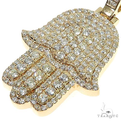 14K Gold Diamond Hamsa Pendant Set 66613 - Image 4