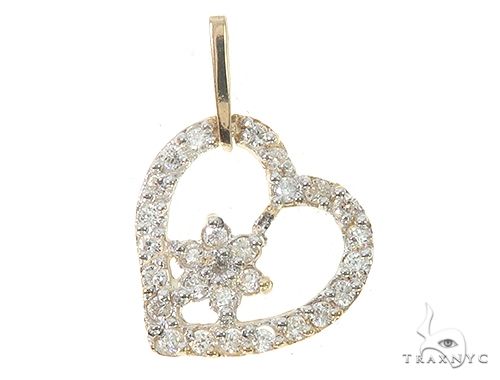 14K Yellow Gold Diamond Heart Pendant 65450 - Image 1