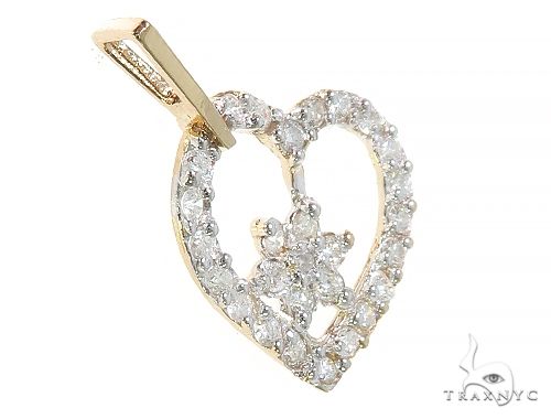 14K Yellow Gold Diamond Heart Pendant 65450 - Image 2