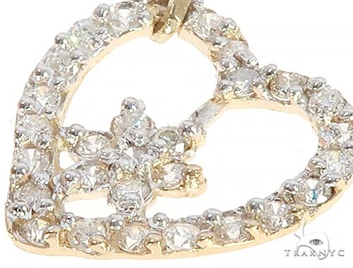 14K Yellow Gold Diamond Heart Pendant 65450 - Image 4