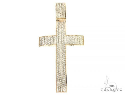 14K Yellow Gold Diamond Large Cross 65665 - Image 1