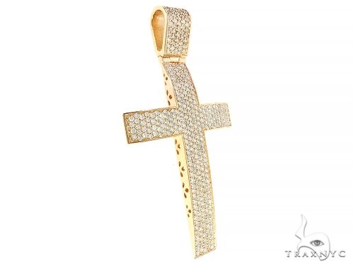 14K Yellow Gold Diamond Large Cross 65665 - Image 2