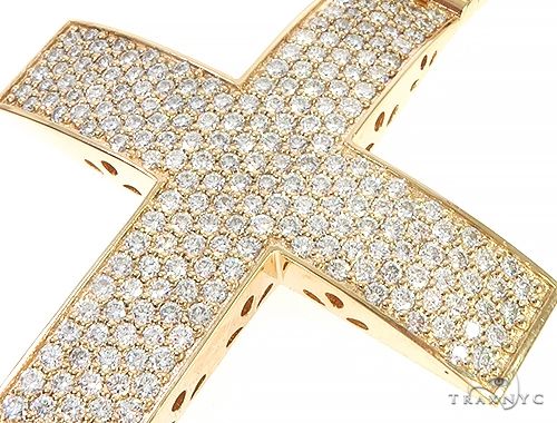14K Yellow Gold Diamond Large Cross 65665 - Image 4