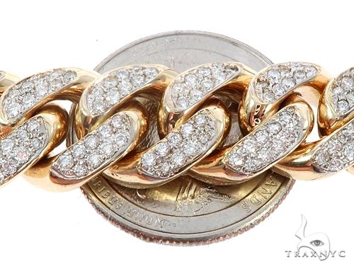 14K Yellow Gold Diamond Miami Cuban Bracelet 64779 - Image 4