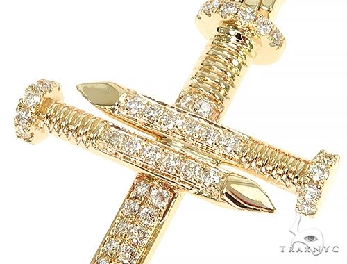 14K Gold Diamond Nail Cross 65968 - Image 4