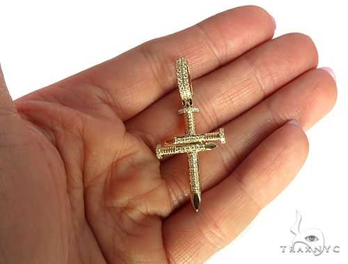 14K Gold Diamond Nail Cross 65968 - Image 5