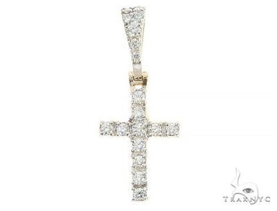 14K Yellow Gold Diamond Small Cross 65299 - Image 1
