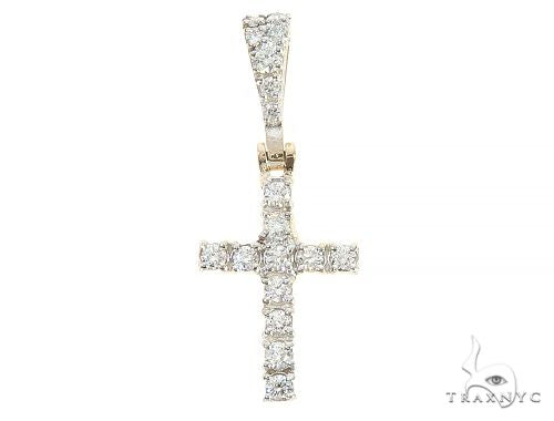 14K Yellow Gold Diamond Small Cross 65299 - Image 1
