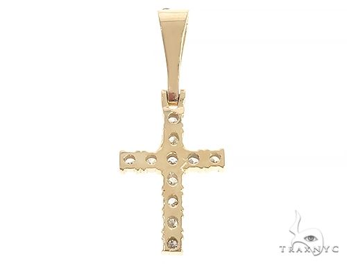 14K Yellow Gold Diamond Small Cross 65299 - Image 3