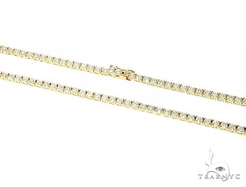 14K Yellow Gold Diamond Tennis Chain 18 Inches 2.5mm 7.23ct   66403 - Image 2