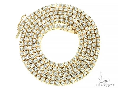 14K Yellow Gold Diamond Tennis Chain 18 Inches 2.5mm 7.23ct   66403 - Image 3