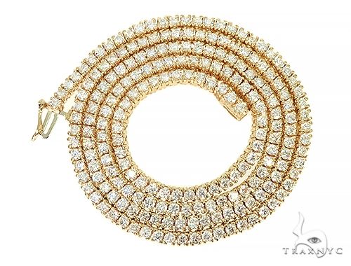 14K Yellow Gold Diamond Tennis Chain 18 Inches 2.9 mm 69843 - Image 4
