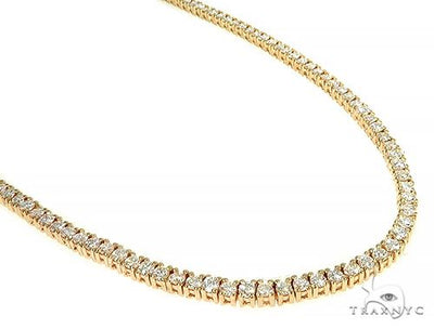 14K Yellow Gold Diamond Tennis Chain 22 Inches 3mm   66029 - Image 1