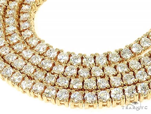 14K Yellow Gold Diamond Tennis Chain 22 Inches 3mm   66029 - Image 3