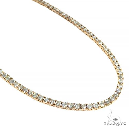 14K Yellow Gold Diamond Tennis Chain 16' 3.5mm  66636 - Image 1