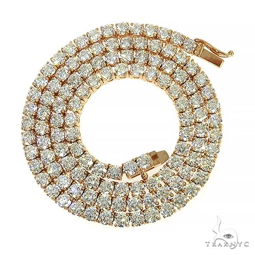 14K Yellow Gold Diamond Tennis Chain 16' 3.5mm  66636 - Image 3