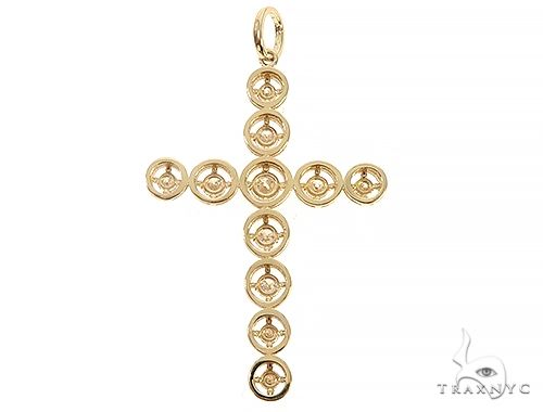 14K Yellow Gold Four Prong Diamond Cross 65661 - Image 3