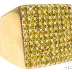 14K Yellow Gold Green Diamond Square Ring 61507 - Image 1