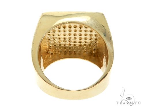 14K Yellow Gold Green Diamond Square Ring 61507 - Image 5