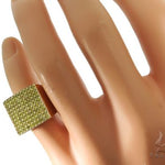 14K Yellow Gold Green Diamond Square Ring 61507 - Image 7