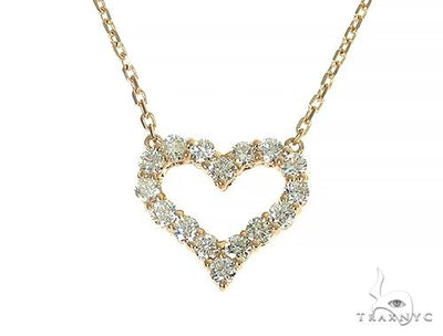 14K Yellow Gold Heart Diamond Necklace 66212 - Image 1