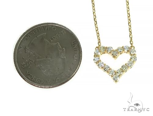 14K Yellow Gold Heart Diamond Necklace 66212 - Image 4